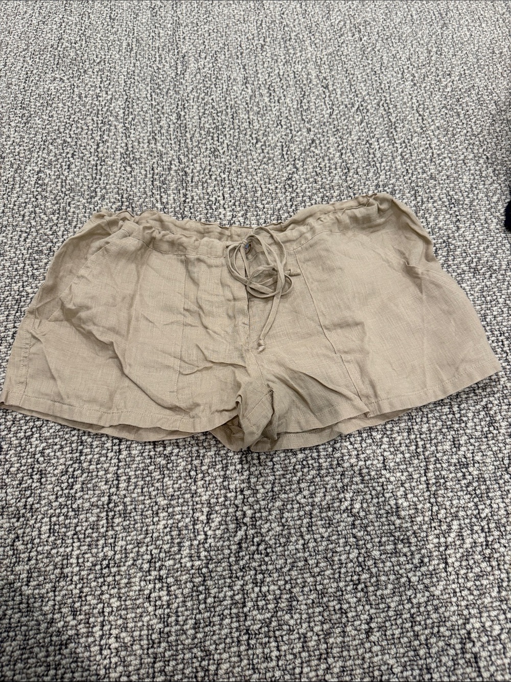 Women's Lightweight Linen Tan Drawstring Shorts